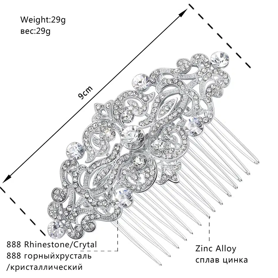 Mecresh European Design Floral Wedding Hair Accessories Silver Color Crystal Bridal Hair Comb Party Jewelry Christmas Gift FS066 21