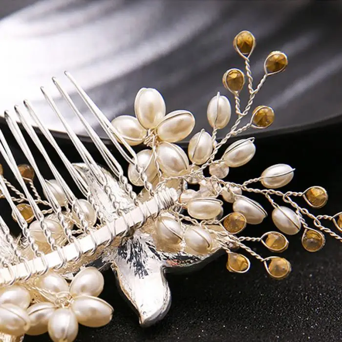 Best Sellers Wedding Hair Accessories For Bride Crystal Rhinestone Elegant Pearl Flower Tiara Women Handmade Headdress Jewelry 2