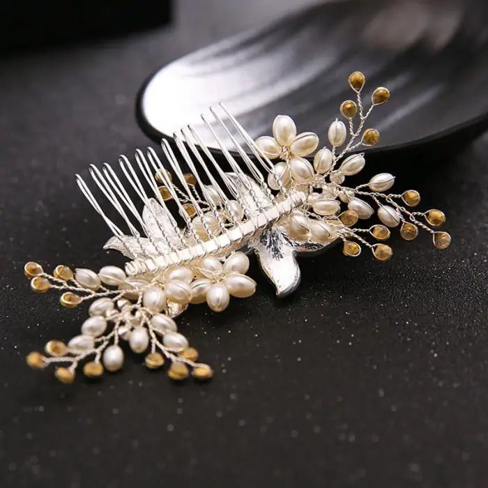 Best Sellers Wedding Hair Accessories For Bride Crystal Rhinestone Elegant Pearl Flower Tiara Women Handmade Headdress Jewelry 6