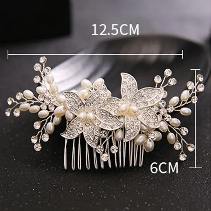 Best Sellers Wedding Hair Accessories For Bride Crystal Rhinestone Elegant Pearl Flower Tiara Women Handmade Headdress Jewelry 8