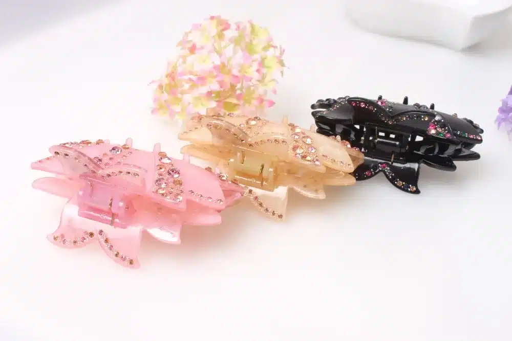 2016 new fashion jewelry Striking Acrylic rhinestone headpiece Unique shape hair accessories for women hot sale hair claw B0640 16