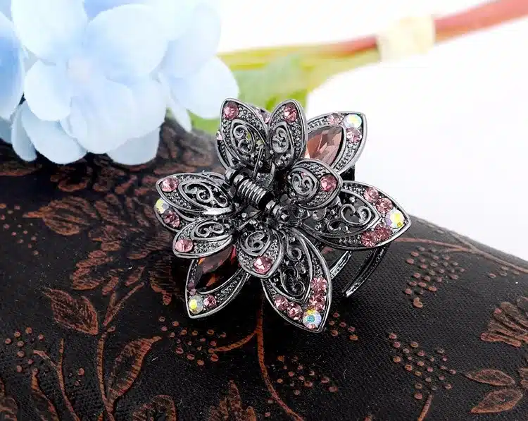 Vintage Flower Crystal Hair Claws Clip Rhinestone Hairpin Hair Jewelry Charm Hair Accessories For Women 16