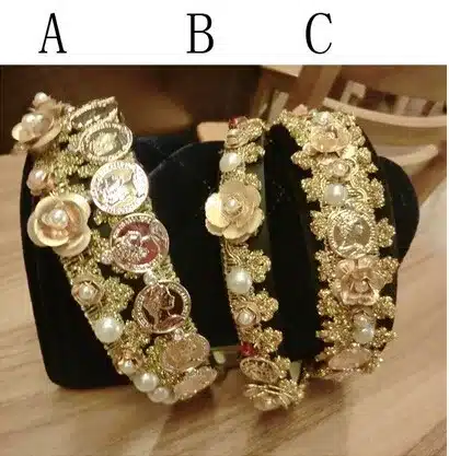 2016 Brand Vintage Baroque Gold Flower Pearl Rhinestone hair bands Lace Metal Coins Portrait Wild Headband Women Hair Jewelry 15