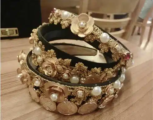 2016 Brand Vintage Baroque Gold Flower Pearl Rhinestone hair bands Lace Metal Coins Portrait Wild Headband Women Hair Jewelry 12