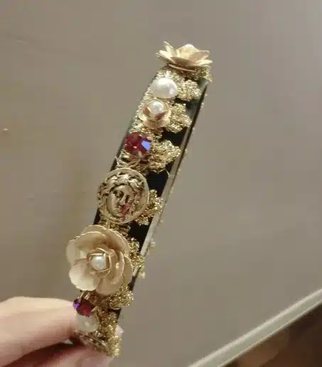 2016 Brand Vintage Baroque Gold Flower Pearl Rhinestone hair bands Lace Metal Coins Portrait Wild Headband Women Hair Jewelry 21