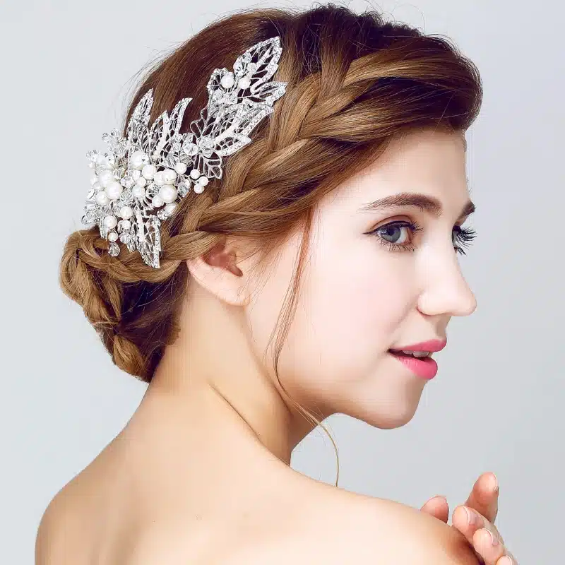 Gorgeous pearl hair comb floral bridal headband women pearl jewelry hairband hair ornaments bride tiara wedding accessories 14