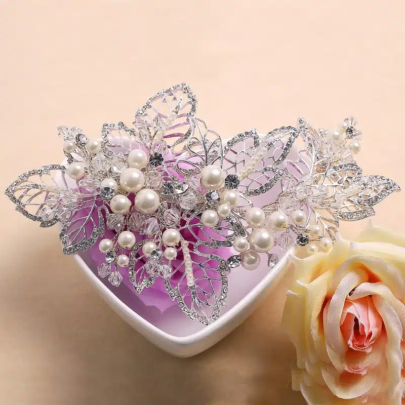 Gorgeous pearl hair comb floral bridal headband women pearl jewelry hairband hair ornaments bride tiara wedding accessories 17