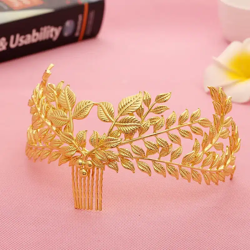 New design bridal hair jewelry vintage hair comb gold leaves crown leaf wedding accessories wholesale women headpiece 11