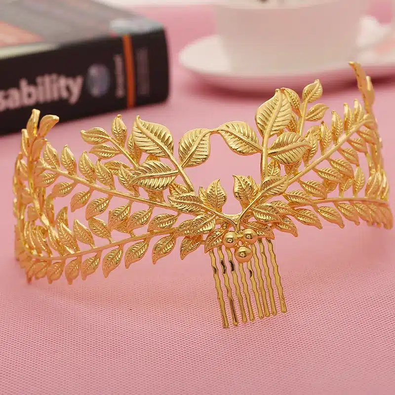New design bridal hair jewelry vintage hair comb gold leaves crown leaf wedding accessories wholesale women headpiece 12