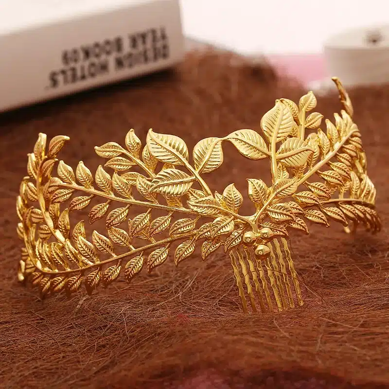 New design bridal hair jewelry vintage hair comb gold leaves crown leaf wedding accessories wholesale women headpiece 14