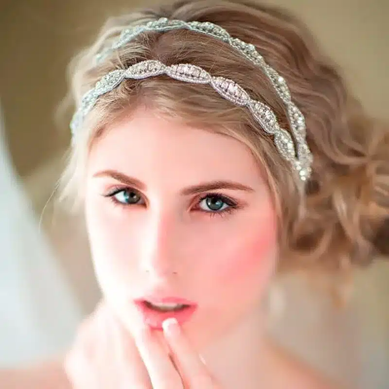 Romantic Wedding Bridal Crystal Headband Headpiece Rhinestone Ribbon Hair Band For Bride Hair Jewelry Women hair accessories 3