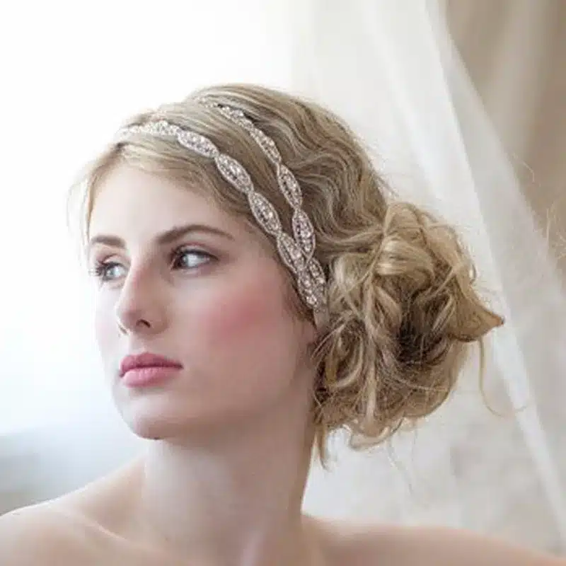 Romantic Wedding Bridal Crystal Headband Headpiece Rhinestone Ribbon Hair Band For Bride Hair Jewelry Women hair accessories 5