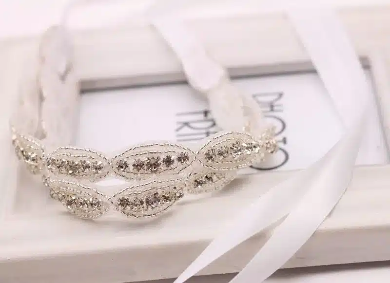 Romantic Wedding Bridal Crystal Headband Headpiece Rhinestone Ribbon Hair Band For Bride Hair Jewelry Women hair accessories 7