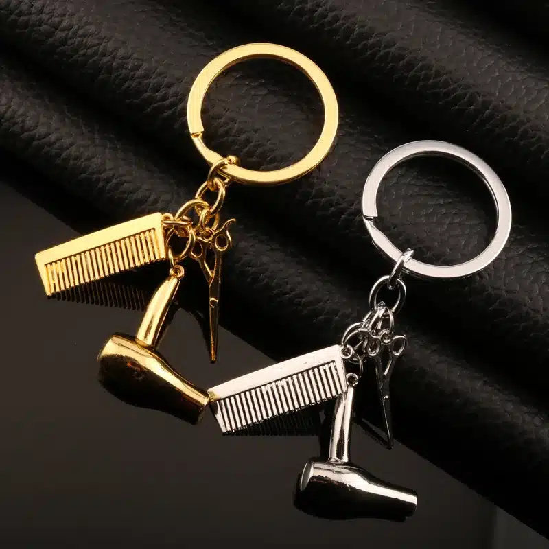 2017 Hot Sale Hair Dryer/Scissor/Comb Keychain & Pendants Scissors Jewelry Cosmetologist Hair Dresser Key Chain Hairdresser Gift 14