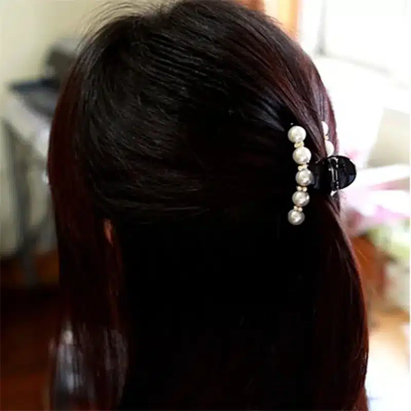 New Design 1 Pc Women Girl Fashion 2017 Black Crystal Pearl Rhinestones Hair Clip Claw Hair Jewelry 2