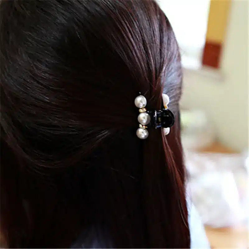 New Design 1 Pc Women Girl Fashion 2017 Black Crystal Pearl Rhinestones Hair Clip Claw Hair Jewelry 3