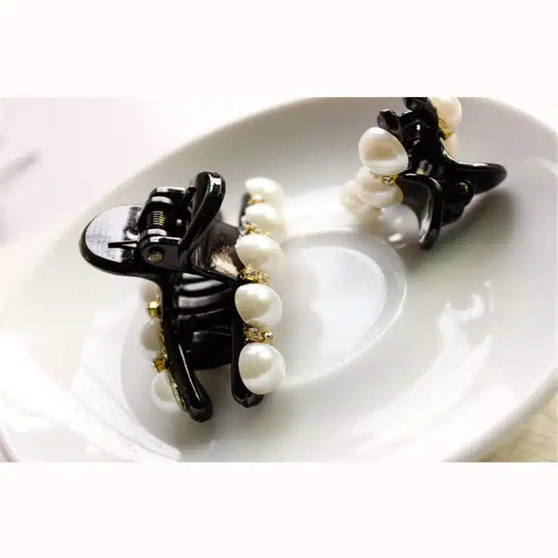 New Design 1 Pc Women Girl Fashion 2017 Black Crystal Pearl Rhinestones Hair Clip Claw Hair Jewelry 8