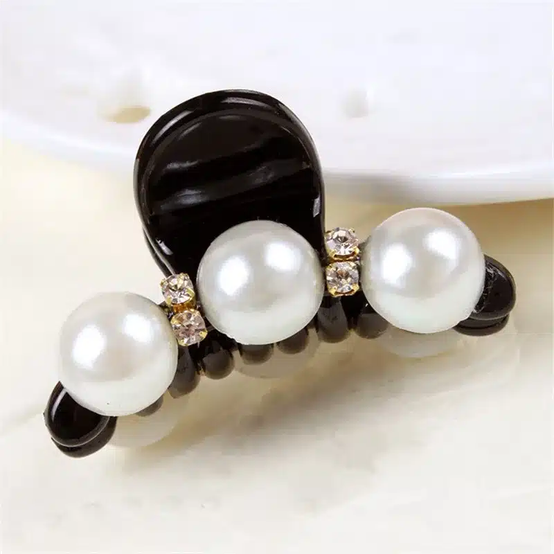 New Design 1 Pc Women Girl Fashion 2017 Black Crystal Pearl Rhinestones Hair Clip Claw Hair Jewelry 10
