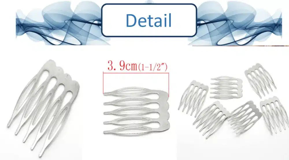 Doreen Box hot- 30 Silver Tone Comb Shape Hair Clips For DIY Jewelry Making 39x26mm (B15509) 3