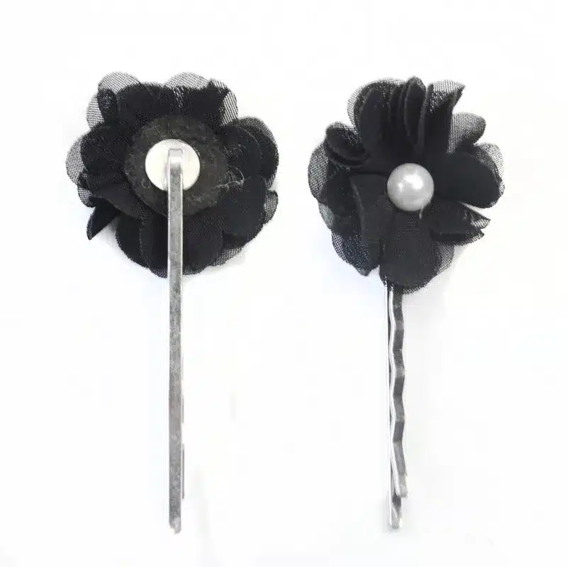 2PCS/Set Gothic Style Women Black Flowers Barrettes Cute Imitation Pearl Hairpin Hair Clip Handmade DIY Jewelry Hair Accessories 10