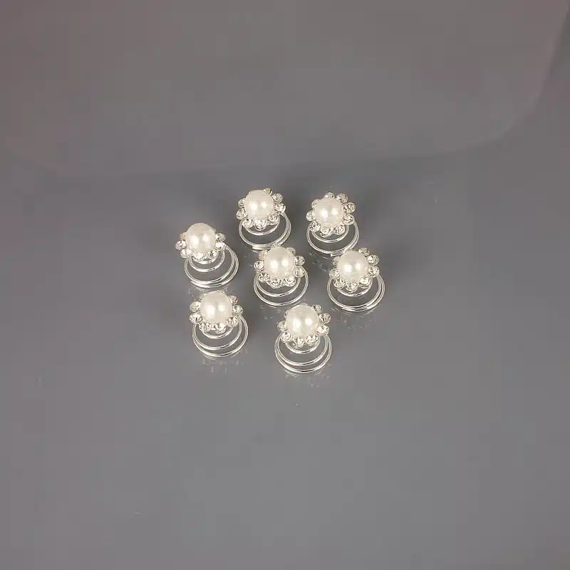 LNRRABC Fashion 12Pcs Women Pearl Crystal Scrunchie Twist Hair Pins Ornament wedding hair accessories tiara de noiva jewelry 3