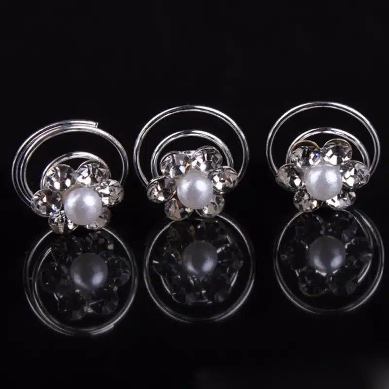 LNRRABC Fashion 12Pcs Women Pearl Crystal Scrunchie Twist Hair Pins Ornament wedding hair accessories tiara de noiva jewelry 4