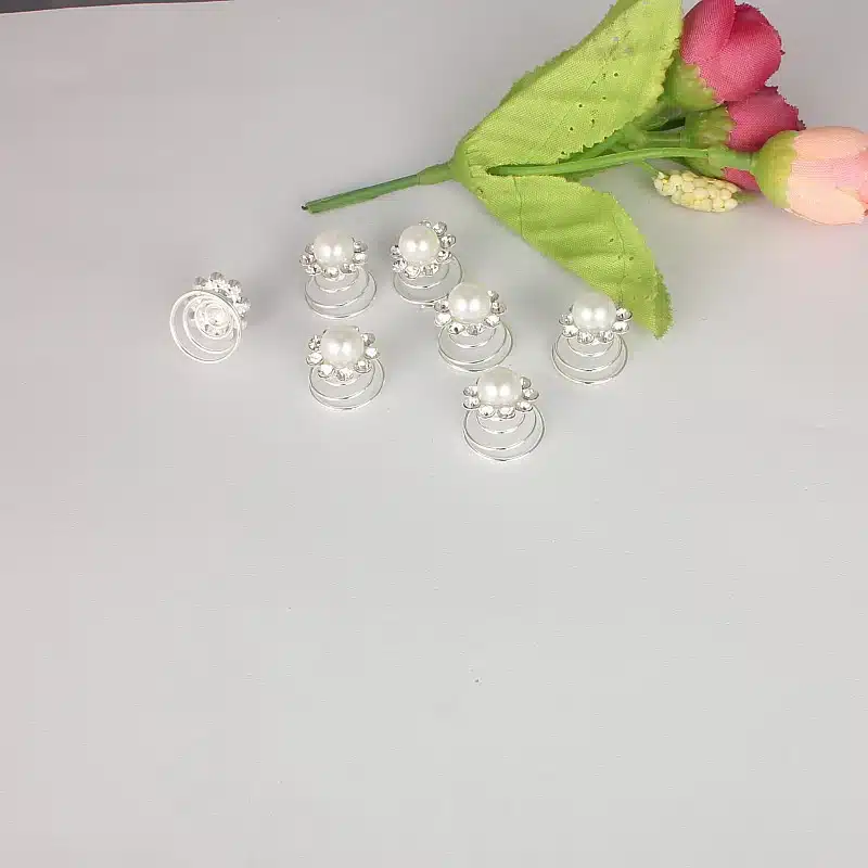 LNRRABC Fashion 12Pcs Women Pearl Crystal Scrunchie Twist Hair Pins Ornament wedding hair accessories tiara de noiva jewelry 7