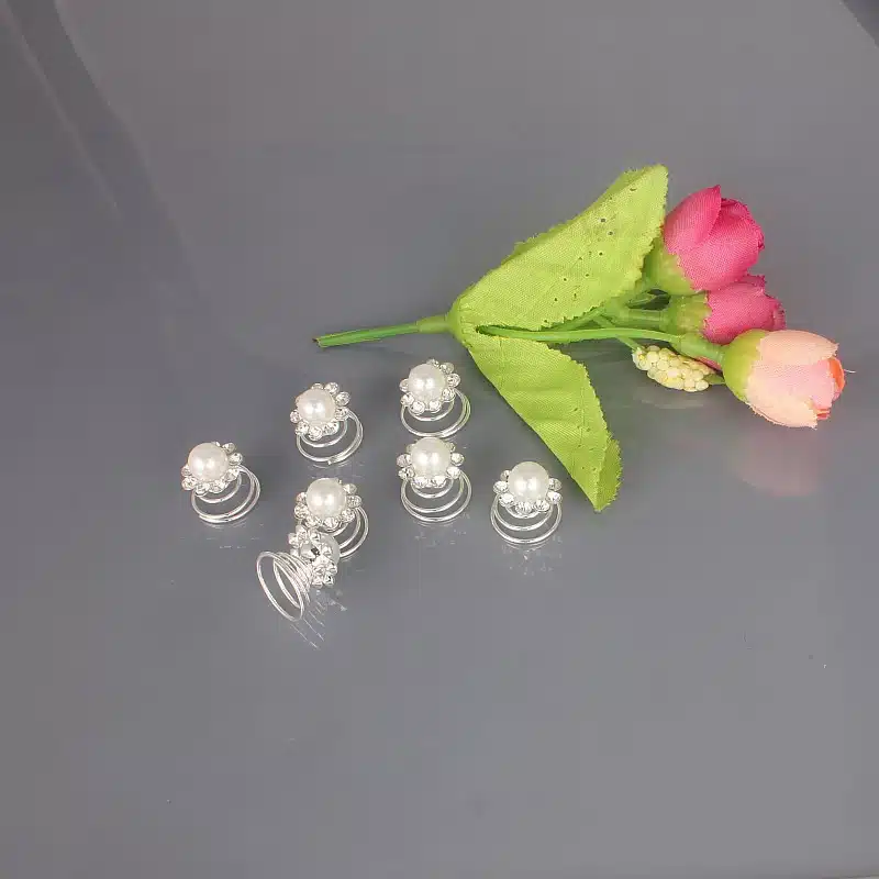 LNRRABC Fashion 12Pcs Women Pearl Crystal Scrunchie Twist Hair Pins Ornament wedding hair accessories tiara de noiva jewelry 8