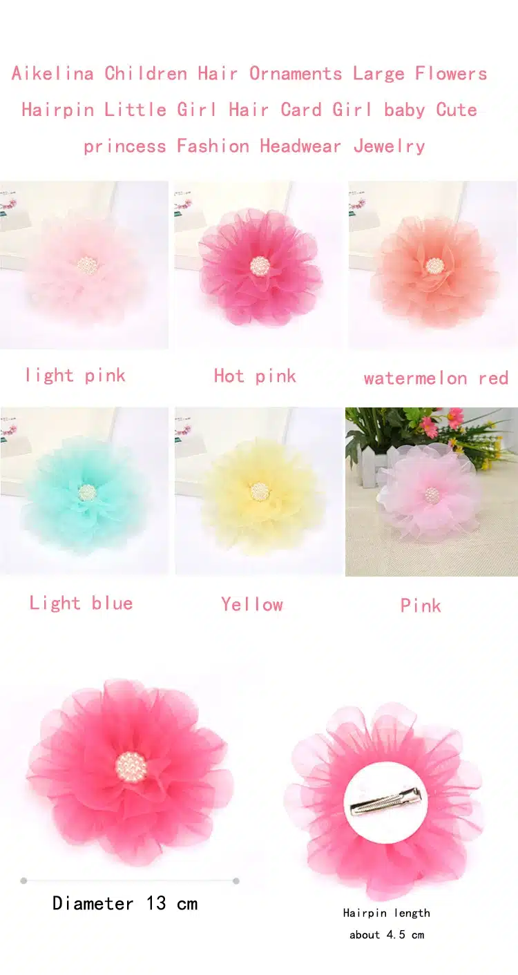 Aikelina Children Hair Ornaments Large Flowers Hairpin Little Girl Hair Card Girl baby Cute princess Fashion Headwear Jewelry 10