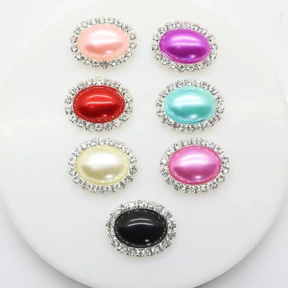 10pcs/Lot 20*25mm Mix Color Flatback Pearl Oval Buttons Wedding Decoration Diy Jewelry Accessories Ribbon Flower Hair Girl Bow 15