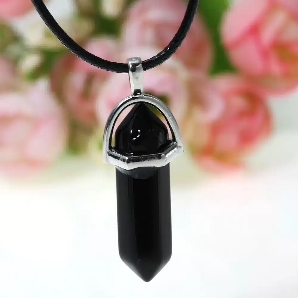 8SEASONS Fashion Jewelry Created Crystal Multi Color Quartz Chakra Pendants Black Wax Rope Chain Necklace For Women, 1 Piece 12