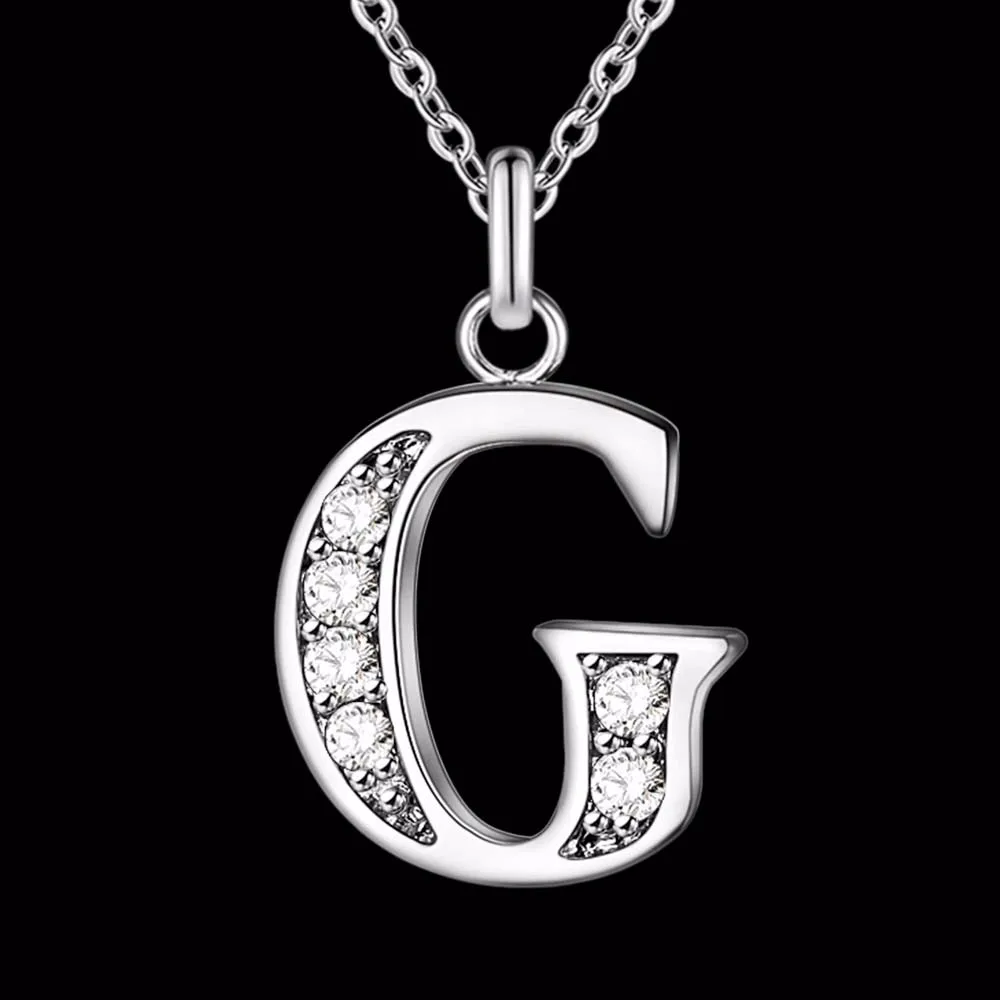 Letter A-S Free Shipping silver plated Necklace, Stamp 925 fashion silver jewelry Fashion Pendant /XYLQNNAG XYLQNNAG 5
