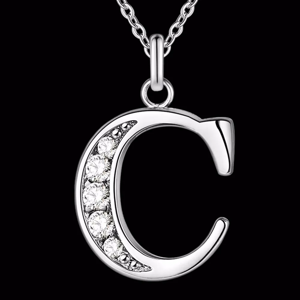 Letter A-S Free Shipping silver plated Necklace, Stamp 925 fashion silver jewelry Fashion Pendant /XYLQNNAG XYLQNNAG 9