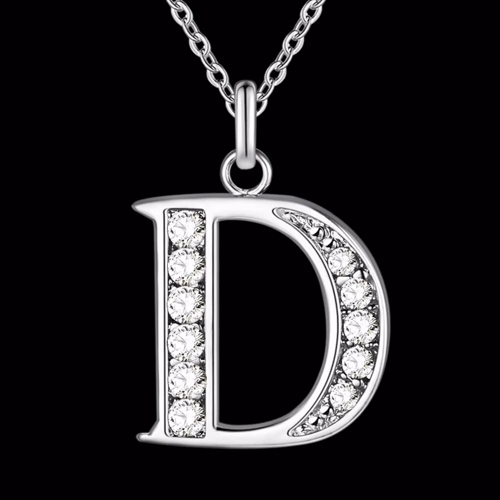 Letter A-S Free Shipping silver plated Necklace, Stamp 925 fashion silver jewelry Fashion Pendant /XYLQNNAG XYLQNNAG 10