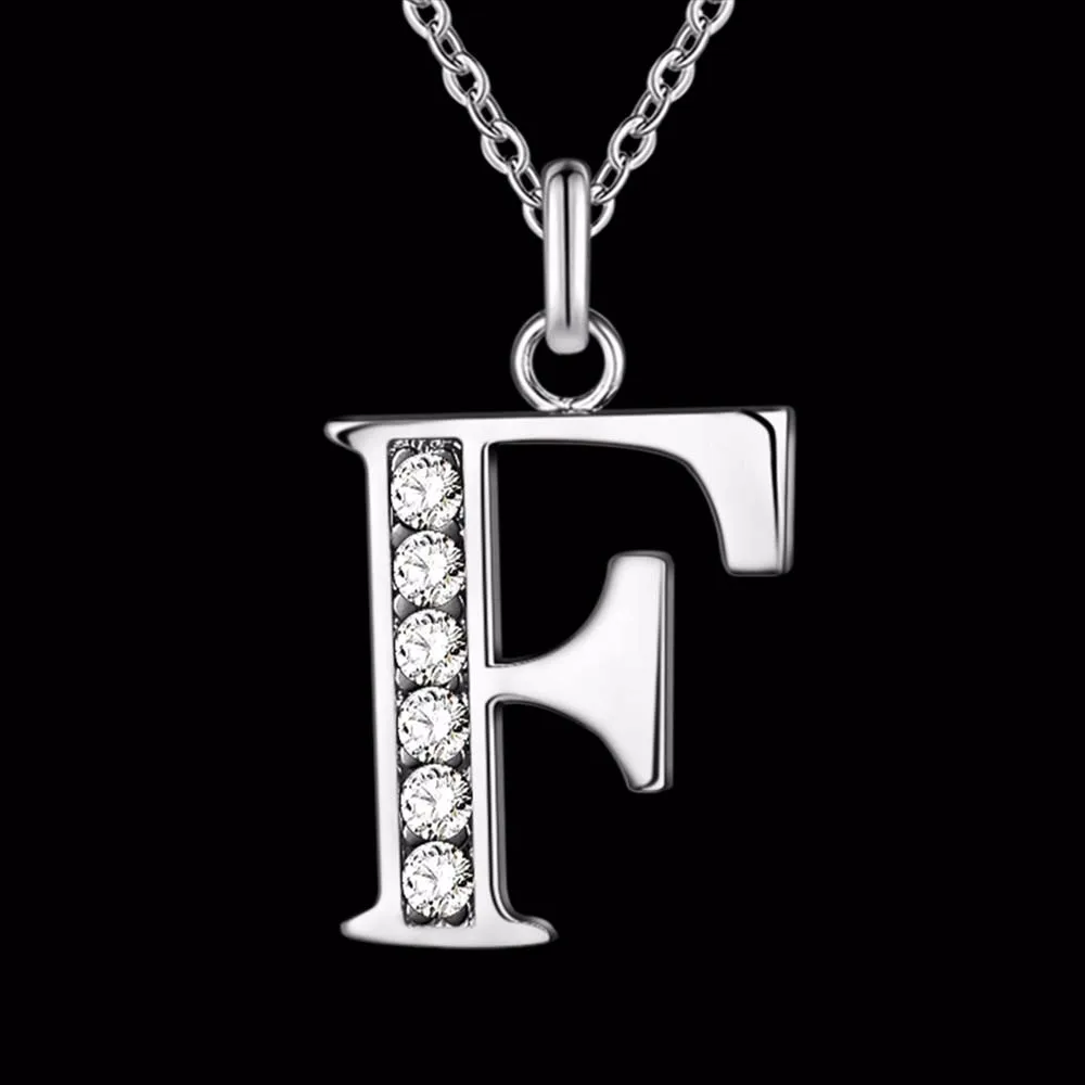 Letter A-S Free Shipping silver plated Necklace, Stamp 925 fashion silver jewelry Fashion Pendant /XYLQNNAG XYLQNNAG 11