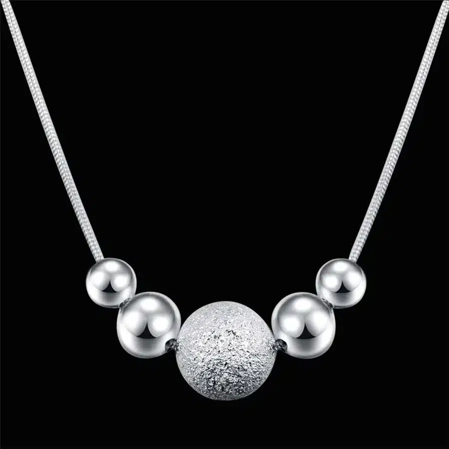 LN019 Lost Money Promotions Free shipping Beautiful fashion Elegant silver plated charm chain bead pretty Lady Necklace jewelry 10