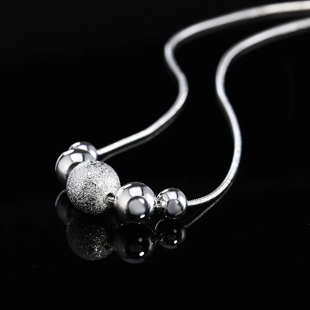 LN019 Lost Money Promotions Free shipping Beautiful fashion Elegant silver plated charm chain bead pretty Lady Necklace jewelry 11