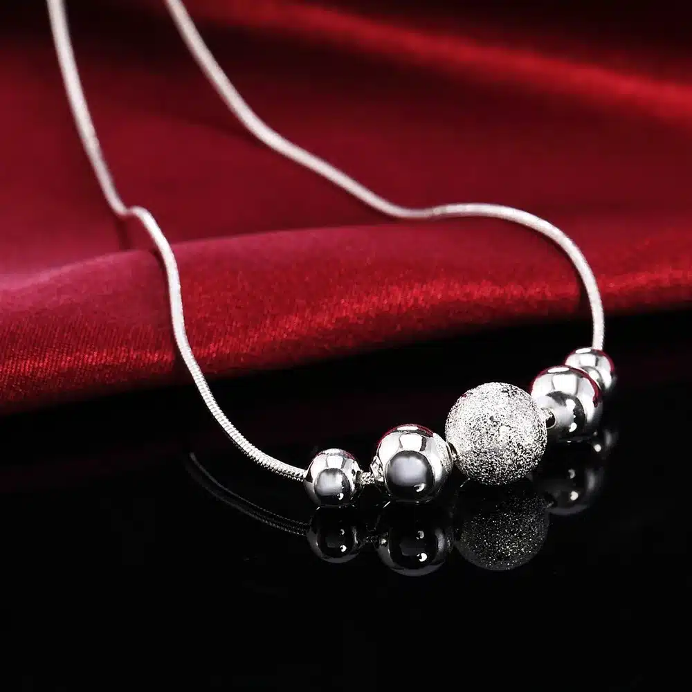LN019 Lost Money Promotions Free shipping Beautiful fashion Elegant silver plated charm chain bead pretty Lady Necklace jewelry 12