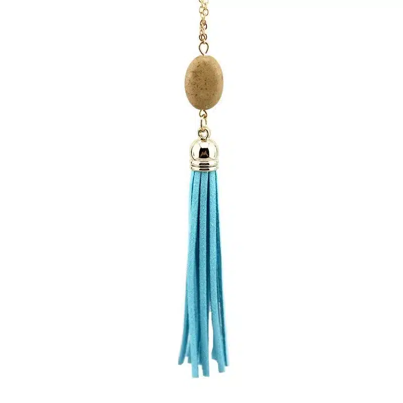 Boho Velvet Long Tassel Necklace 2016 Summer Style Leather Tassel Natural Stone Necklace for Women Sweater Chain Fashion Jewelry 13