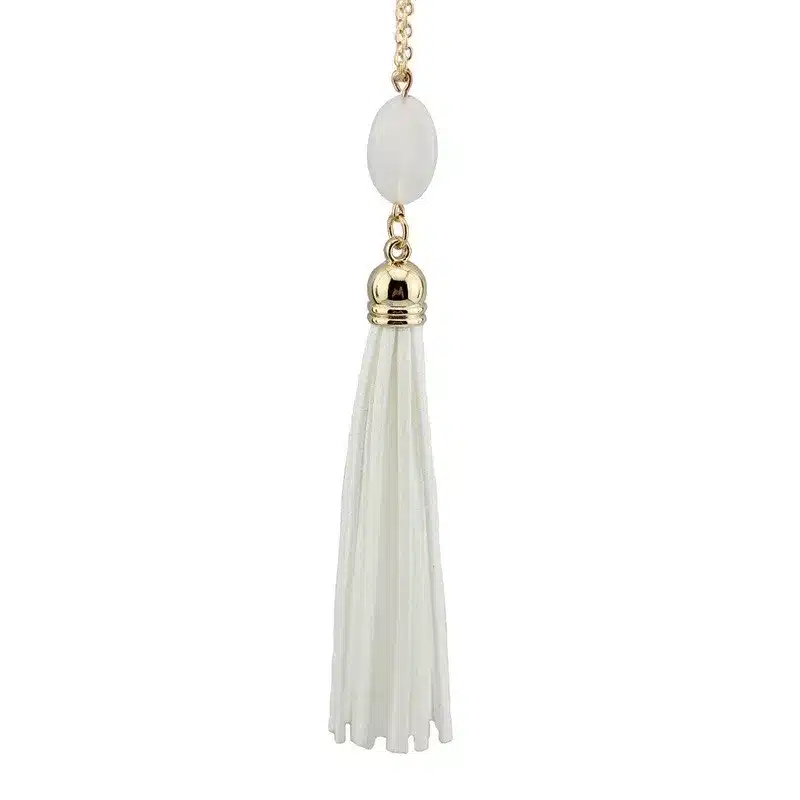 Boho Velvet Long Tassel Necklace 2016 Summer Style Leather Tassel Natural Stone Necklace for Women Sweater Chain Fashion Jewelry 18
