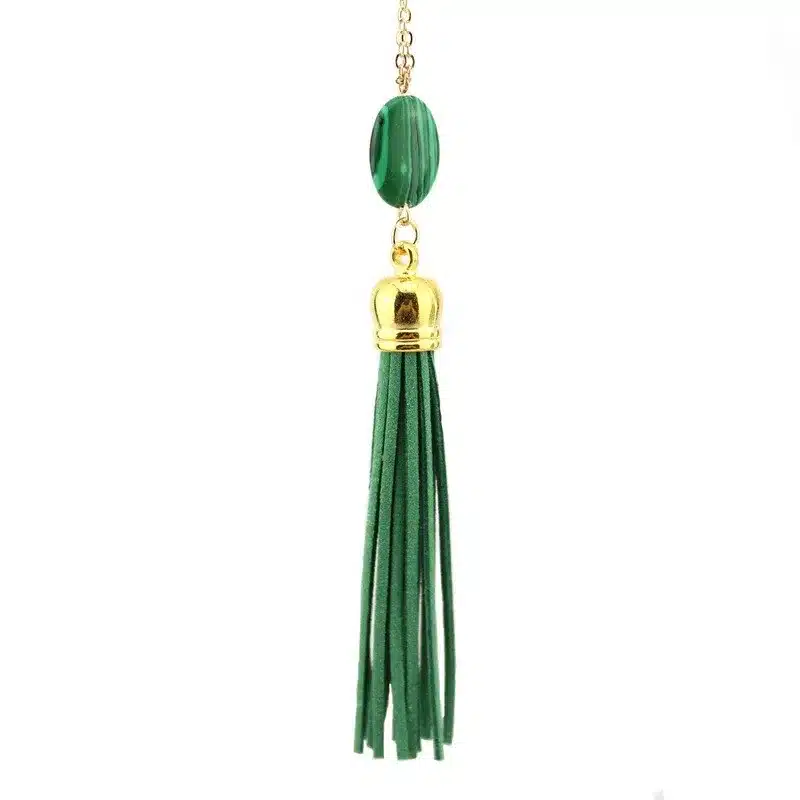 Boho Velvet Long Tassel Necklace 2016 Summer Style Leather Tassel Natural Stone Necklace for Women Sweater Chain Fashion Jewelry 19