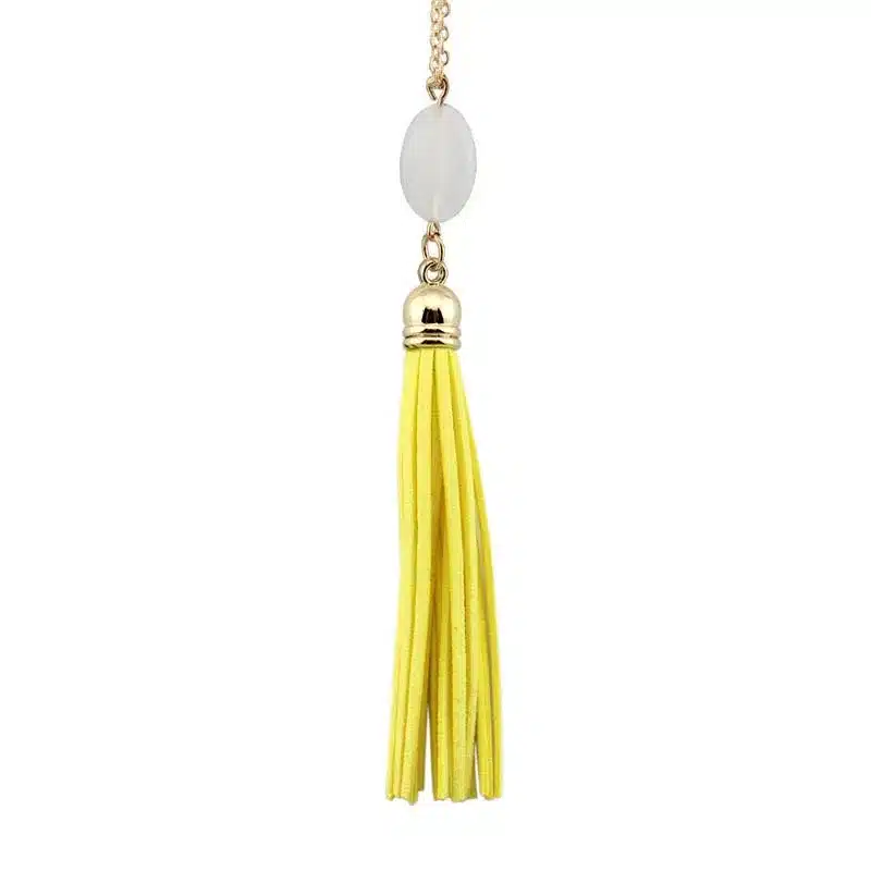 Boho Velvet Long Tassel Necklace 2016 Summer Style Leather Tassel Natural Stone Necklace for Women Sweater Chain Fashion Jewelry 20