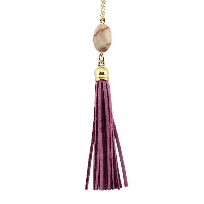 Boho Velvet Long Tassel Necklace 2016 Summer Style Leather Tassel Natural Stone Necklace for Women Sweater Chain Fashion Jewelry 22