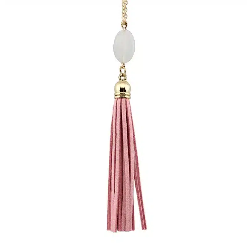 Boho Velvet Long Tassel Necklace 2016 Summer Style Leather Tassel Natural Stone Necklace for Women Sweater Chain Fashion Jewelry 24