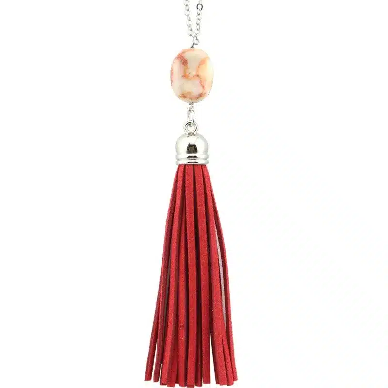 Boho Velvet Long Tassel Necklace 2016 Summer Style Leather Tassel Natural Stone Necklace for Women Sweater Chain Fashion Jewelry 27