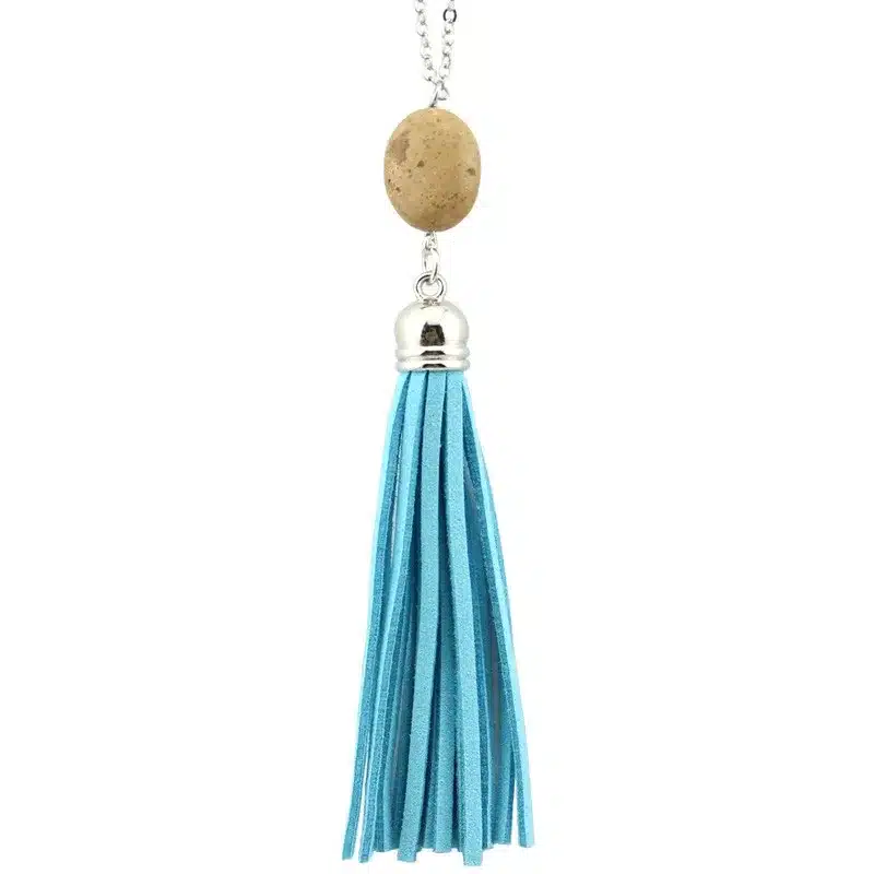 Boho Velvet Long Tassel Necklace 2016 Summer Style Leather Tassel Natural Stone Necklace for Women Sweater Chain Fashion Jewelry 28