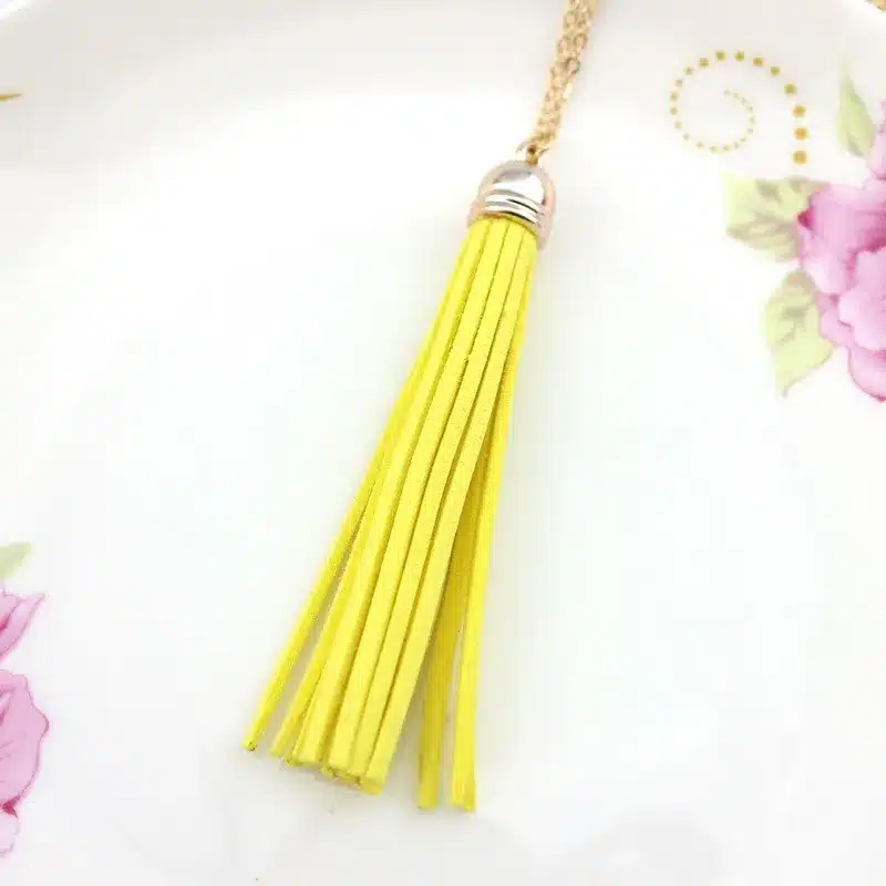 Boho Velvet Long Tassel Necklace 2016 Summer Style Leather Tassel Natural Stone Necklace for Women Sweater Chain Fashion Jewelry 38