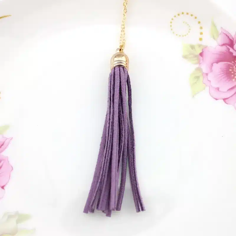 Boho Velvet Long Tassel Necklace 2016 Summer Style Leather Tassel Natural Stone Necklace for Women Sweater Chain Fashion Jewelry 39