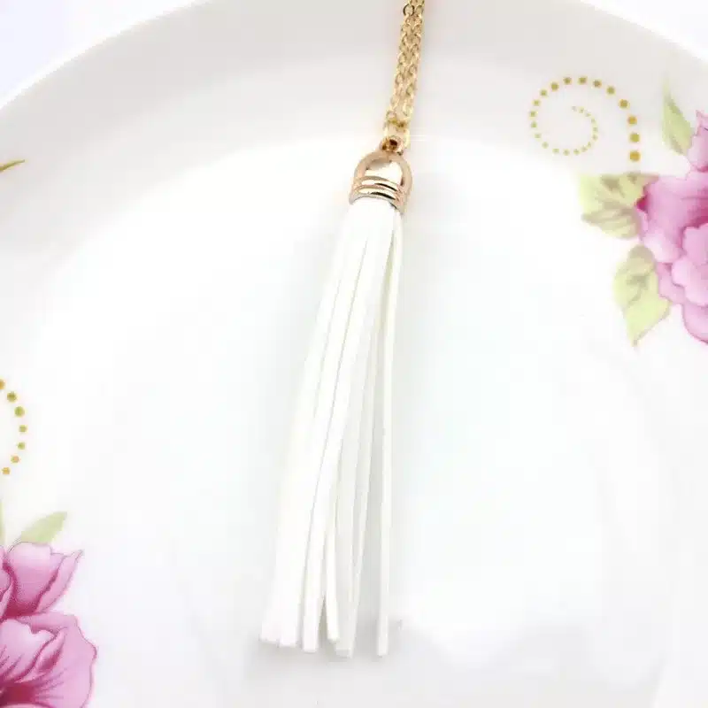 Boho Velvet Long Tassel Necklace 2016 Summer Style Leather Tassel Natural Stone Necklace for Women Sweater Chain Fashion Jewelry 41