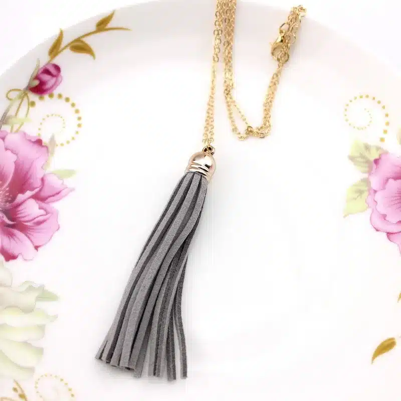 Boho Velvet Long Tassel Necklace 2016 Summer Style Leather Tassel Natural Stone Necklace for Women Sweater Chain Fashion Jewelry 43